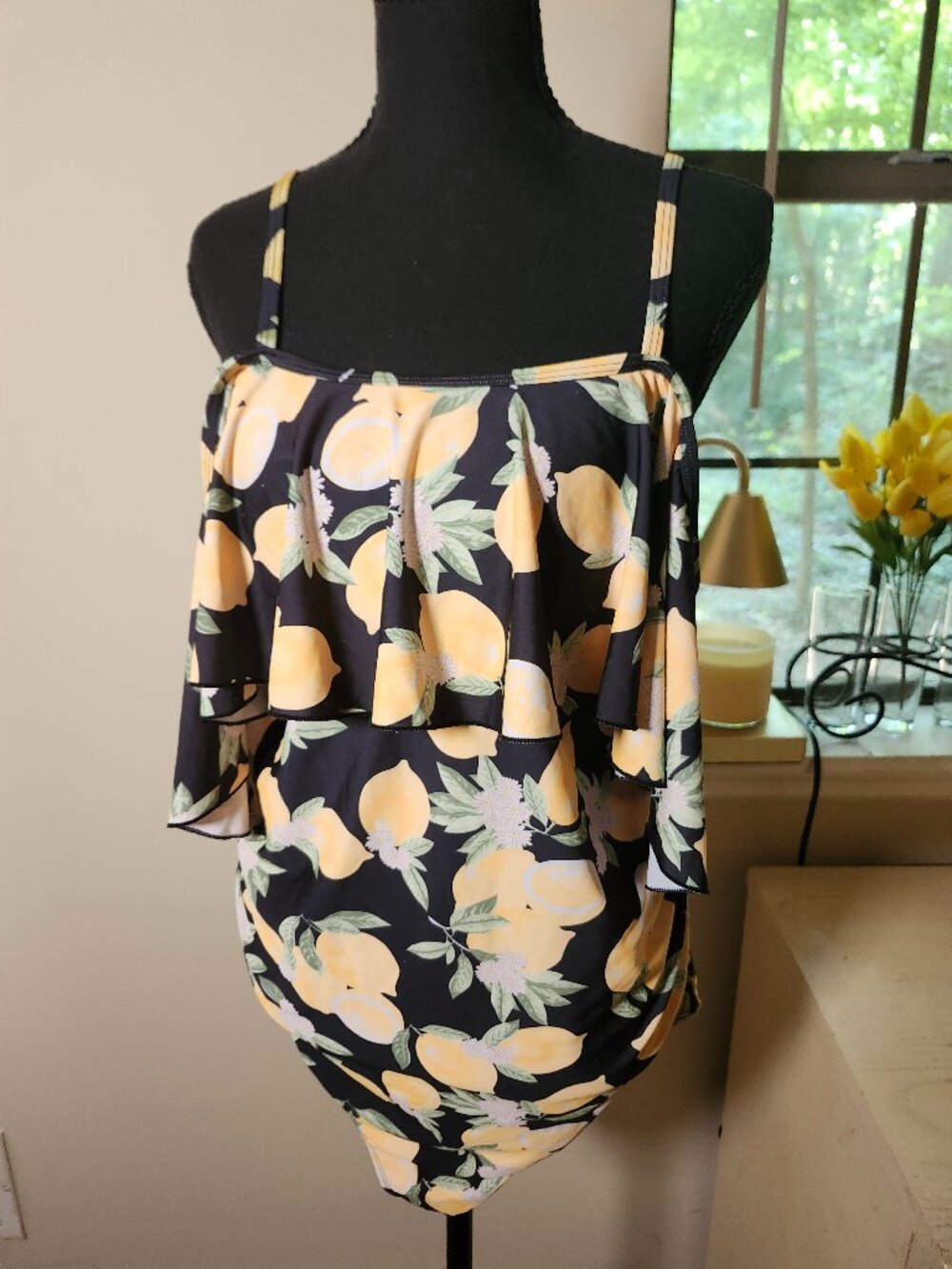 Share Anna-Kaci Swim Women's Lemon Print Off-Shoulder Maternity Size XL NWOT Res